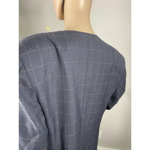 Rena Rowan Vintage for Saville 14 Blue Black Plaid Double Breasted Blazer B-R