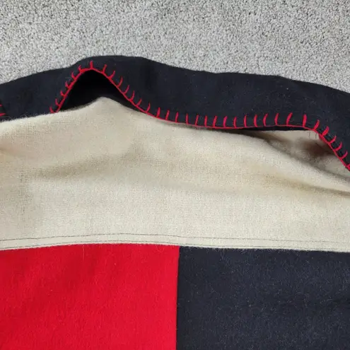 At Ease Women's Wool Cardinal Jacket 1X Red Black Collared Embroidered Patchwork