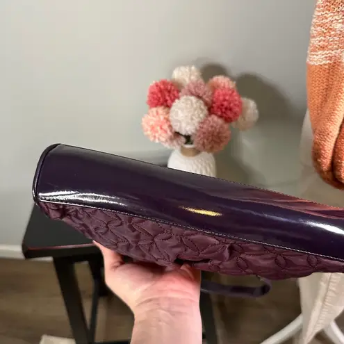 Vera Bradley  Purple Quilted Shoulder Bag Patent Leather Trim Purse Plum