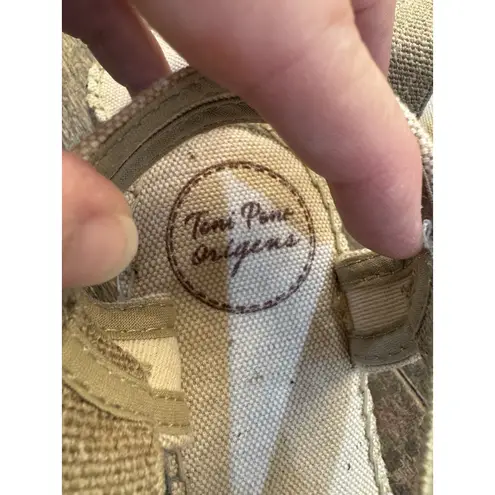 Toni Pons Women's Triton Espadrille Wedge Sandal Size 38 Size 7.5 Natural Linen Tan