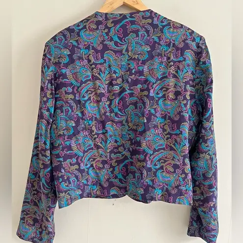 Pendleton Vintage Miss Sophisticates Paisley Button Blazer Purple Teal Wool