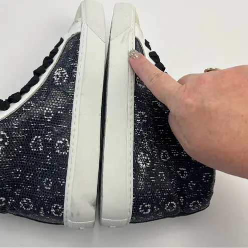 P448 Star Sting High-Top Sneakers Womens Size EU 37 US 7 Black White *FLAWED