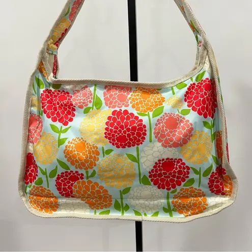 LeSportsac Hobo Bag Mums Floral Print With Pouch Lightweight Nylon Multicolored