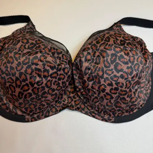 Goddess Kayla Underwire Bra Leopard Print Full Coverage Plus Size 40K Support Brown