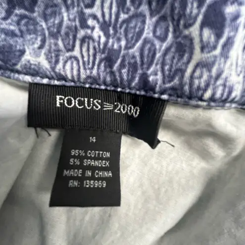 Focus 2000 Blue Snake Print Jean Jacket Size 14