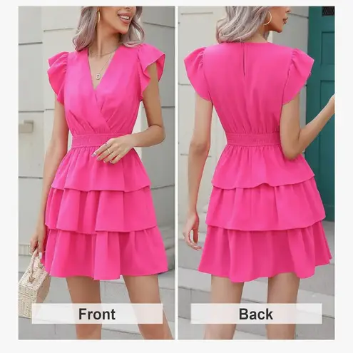 Amazon Pink Ruffled Cocktail Dress