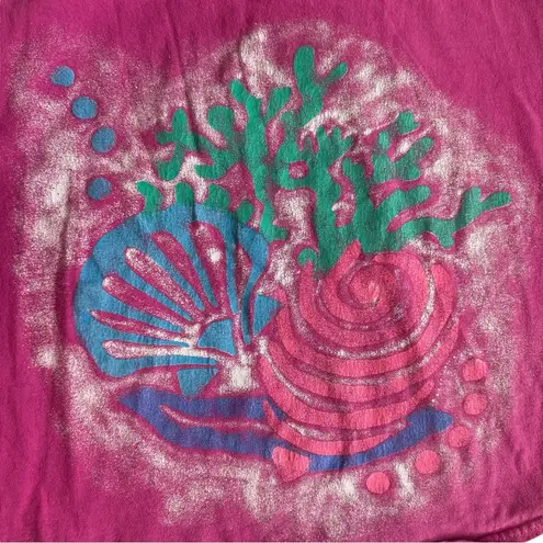 Vintage 90s Sleeveless Pink Beach Summer Seashell Tied Back Racer Back Top Size M