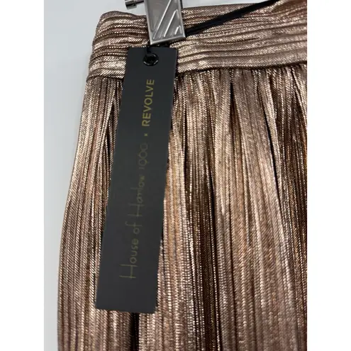 House of Harlow Revolve 1960 Pleated Accents Mini Dress Flint Rose Gold Size XS