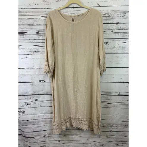 Women's Lungo L'Arno Beige Linen Dress M Size M