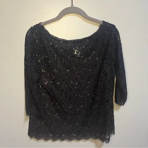 Anthropologie Weston Wear Black Sheer Lace Top 3/4 Sleeve Small Whimsigoth