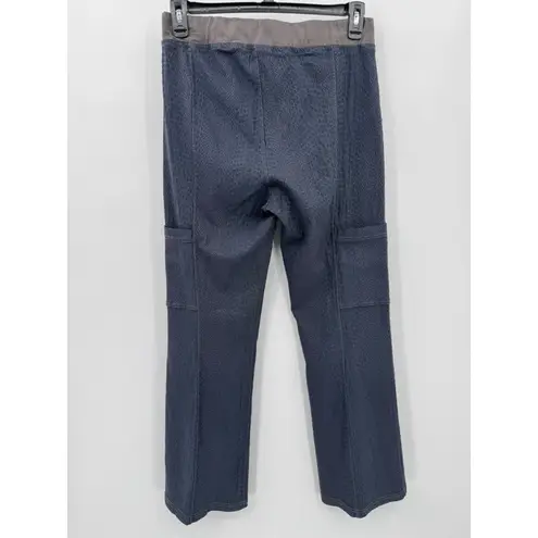 XCVI Comfort Pants Navy Gray Snakeskin Textured Straight Leg Cargo Pockets Large