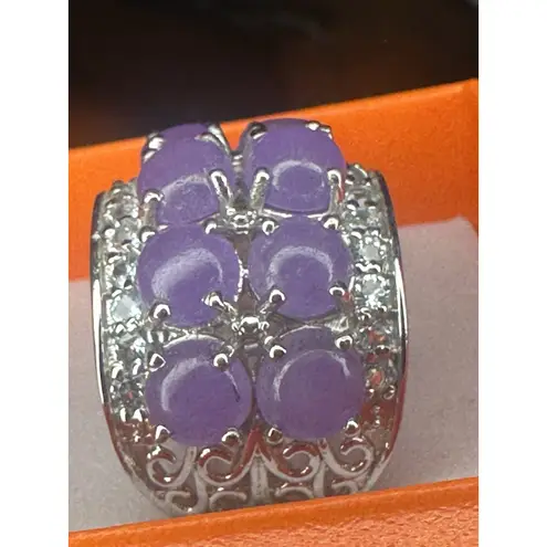 Purple Lavender Jade Sterling Silver 925 Band Ring Size 6