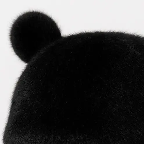 Black Faux Fur Teddy Bear Ear Beanies – High Quality Winter Hat 🐻