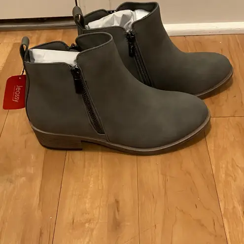 Jeossy Women's 905 Ankle Boots, Classic Low Heeled Short Booties Gray Size 8