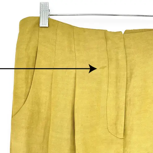 Tracy Reese | Size 6 | Linen Blend Pea Green Notched Tie-Waist Pleated Crop Pant