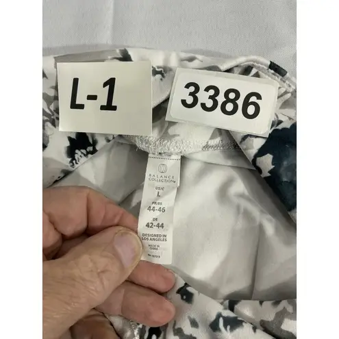 Womans Balance Collection L White Gray Floral Long Athletic Leggings Size L