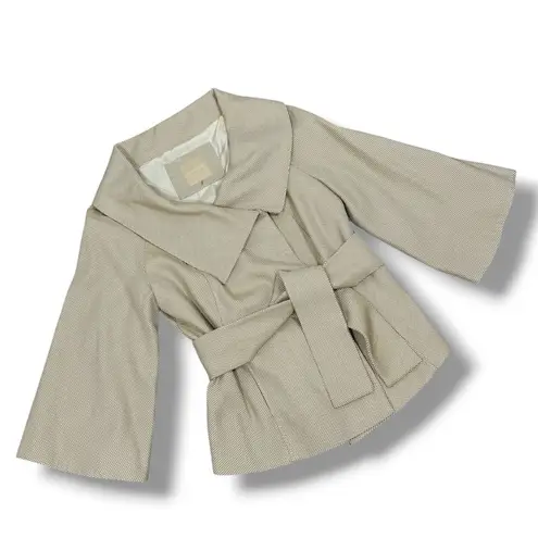 Magaschoni Open Shawl Collar Wrap Bell Sleeve Blazer Jacket Cream Tan 12