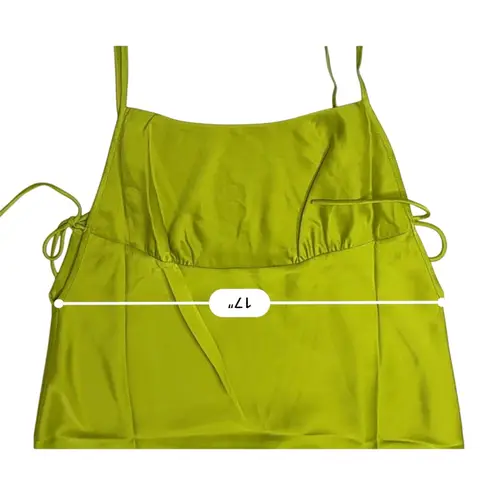 Rumored Meadow Mini Dress LARGE Square Neck Green Satin Empire Cocktail NEW