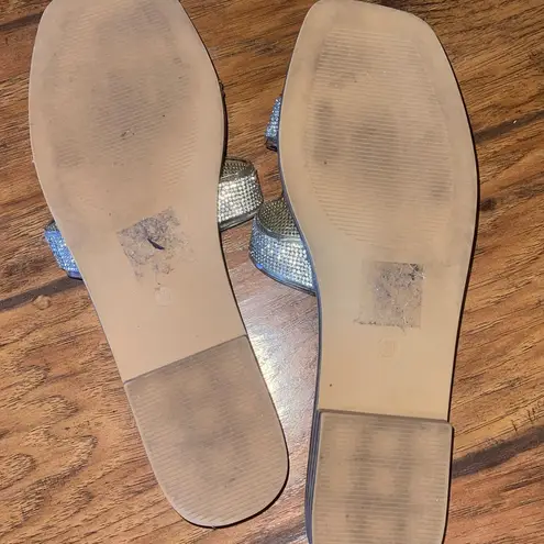 Madden Girl  Glittering Silver Slide Sandals shoes size 10