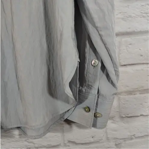 Madewell  Women Grey Silver Long Sleeve Crinkled Relaxed Button Up Shirt small