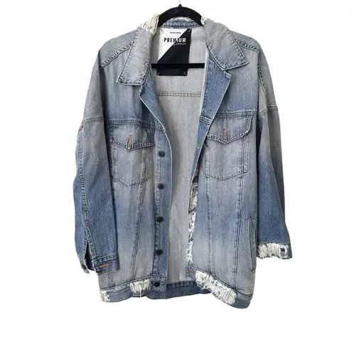 One Teaspoon  Premium Distressed Oversized Denim‎ Jacket Small - Image 2