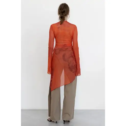 Jade Cropper Draped Twisted Dress in Red Snake Print 38 New Womens Serpent Mesh Size undefined