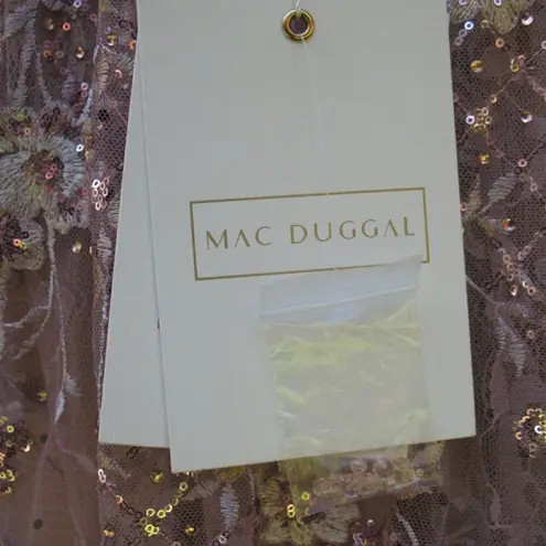 Mac Duggal 67481 Womens Floral Embellished Sleeveless Plunge Neck Gown Dress