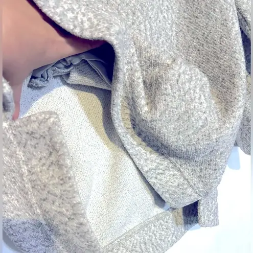 LL Bean Heritage Marled Fleece Shawl Collar Pullover Small Grey Cream Cozy EUC Gray