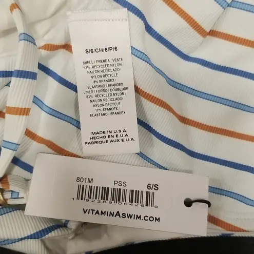 Vitamin A ππ Yasmeen One Piece Swimsuit ~ Palm Springs Stripe 6 Small S NWT