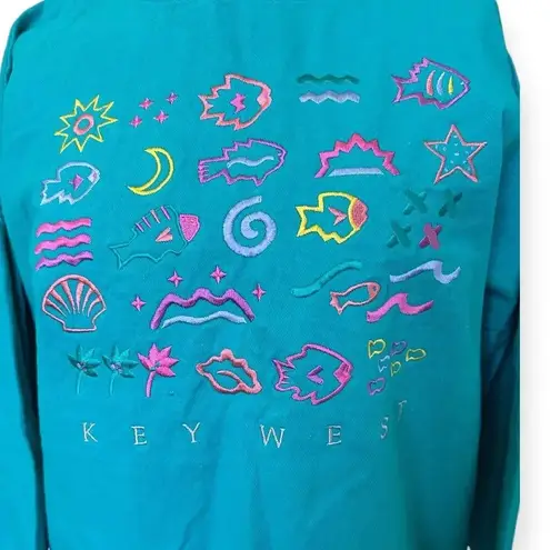 Colorful VTG Crazy Shirts Hawaii Key West Embroidered Sweatshirt Womens M blue Size M