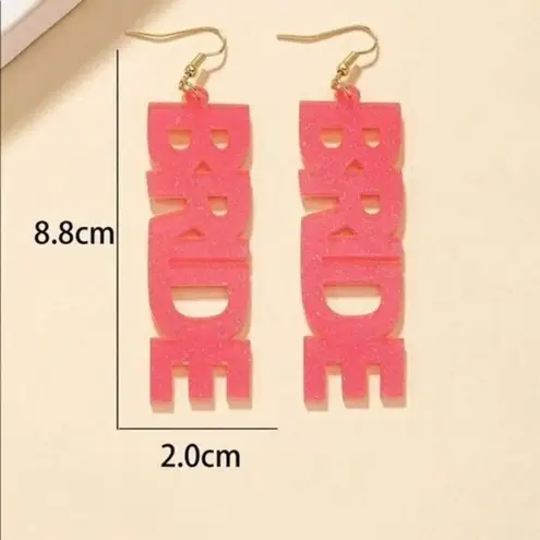 Bride Earrings Bridal Shower Bachelorette Party Statement Dangle Earrings Pink