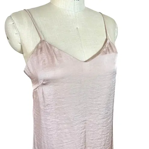 Stillwater Long Crinkle Satin Slip Dress in Pink Size 8