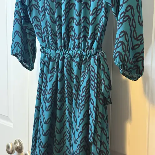 41 Hawthorn Womens M Renesme Wrap Dress 3/4 Sleeve Blue Green Geometric EUC! Size M