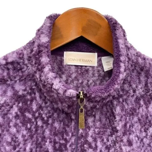 Stan Herman Womens Purple Fuzzy Fleece Zip Up Jacket