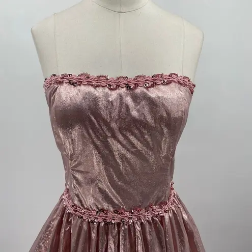 Gunne Sax Vintage Jessica McClintock Dress Fit & Flare Metallic Pink Womens XS