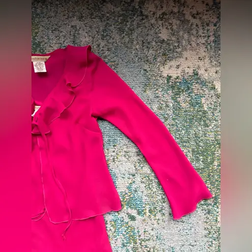 Vintage Jonathan Martin two piece pink dress with ruffle sheer cardigan, size 9