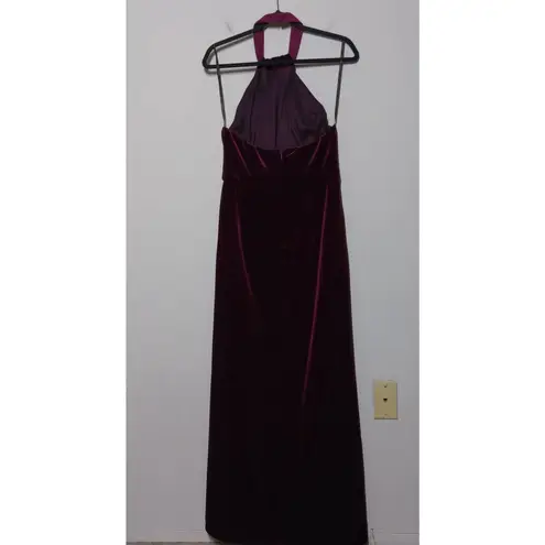 Black Halo Eve Dress Burgundy Halter Sleeveless Bow Velvet USA Gown 12