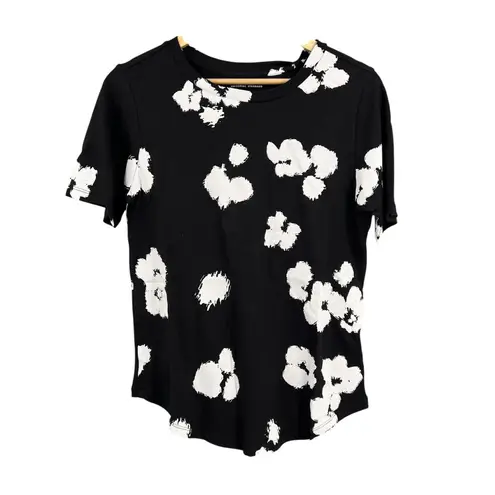 Universal Standard Black White Floral Tee Pima Cotton Blend Size 3XS (2-4) New