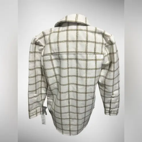 Treasure & Bond NWT$129 Treasure Bond Womens Plaid Puff Sleeve Shirt Jacket Ivory Carsonpane XL