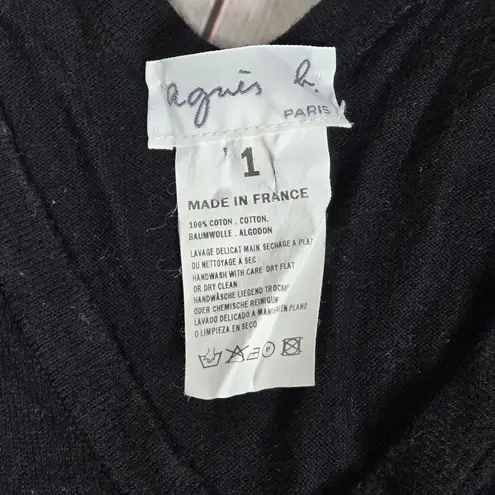 Vintage Agnes B. Paris Black Deep V