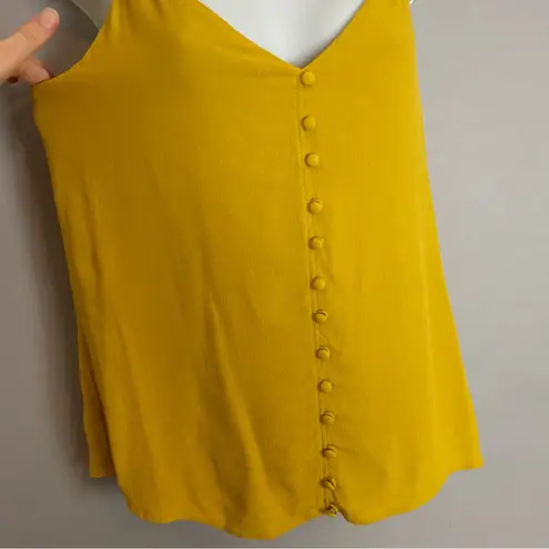 Allison Joy Yellow Cami Tank Top Crepe Fabric Covered Buttons Size XS Women - Image 8