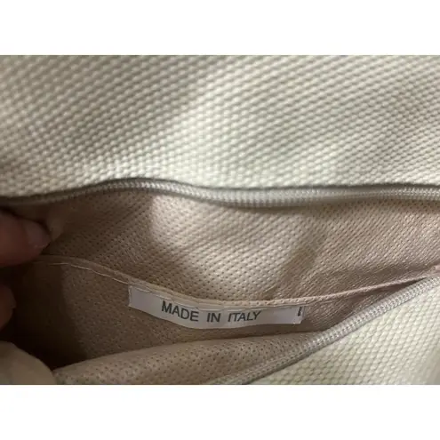 Vtg Handbag Purse Woven Purse Lucite Handles Made In Italy NWT Bohemian Neutral Tan