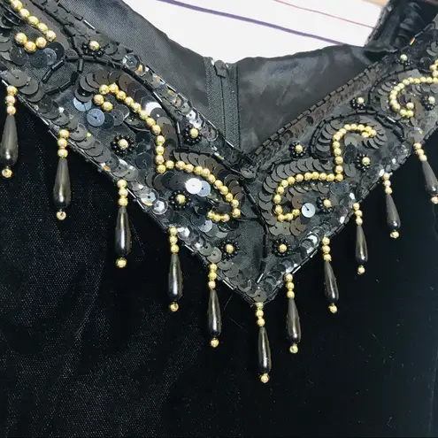 Gunne Sax Vintage Black Velvet Beaded Gown Size 11/12