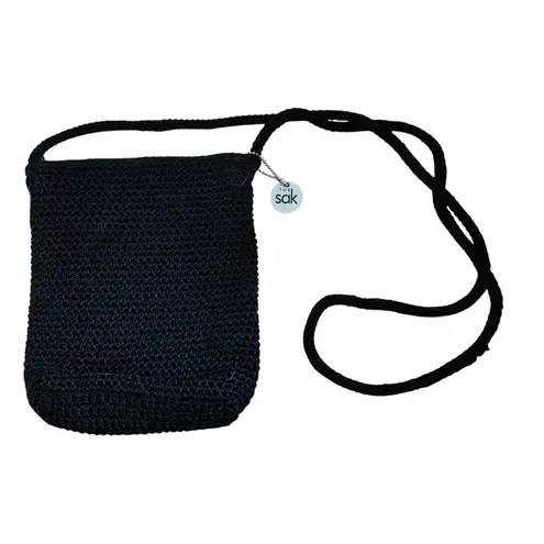 The Sak The Black Crochet Crossbody Bag Small Purse Woven Casual