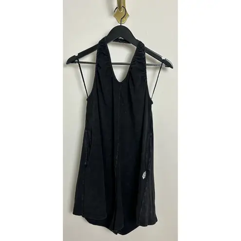 FREE PEOPLE Movement Hot Shot Halter Romper in Black Size Large