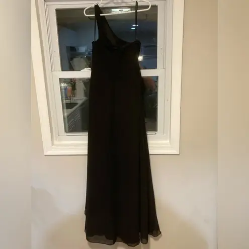 Mori Lee by Medeline Gardner Classic One Shoulder Black Floor Length Gown