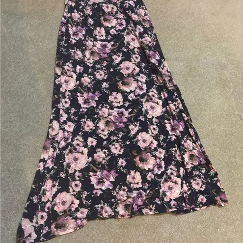Joe B Floral Maxi Skirt - Lavender and Navy