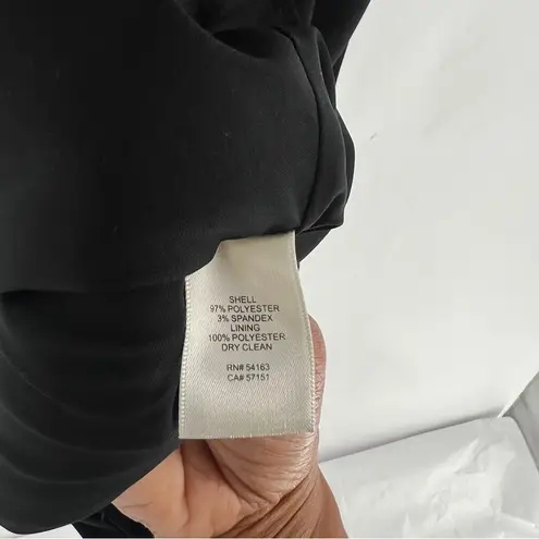 Eliza J Black Crepe V-Neck Midi Dress Spaghetti Straps Front Slit Empire Waist 4