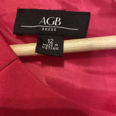 AGB Pleated Fit & Flare Cap Sleeve Pink Dress Womens Sz 12 Barbie Pink Wedding