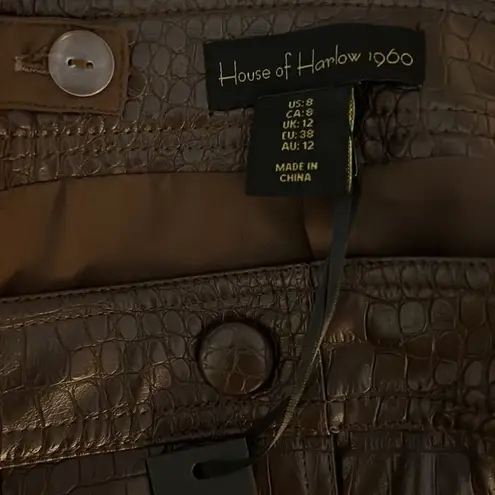 House of Harlow 1960 Snake Print Faux Leather A-Line Mini Skirt Size 8